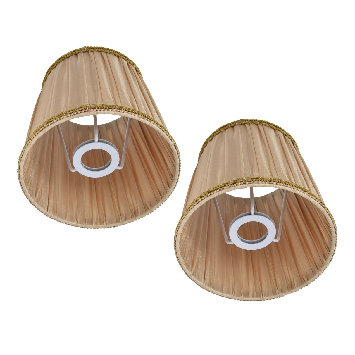 2PCS Fabric Lampshade Simple Lamp Shade for E14 Screw Candlestick Lamp Table Light Chandelier Gold