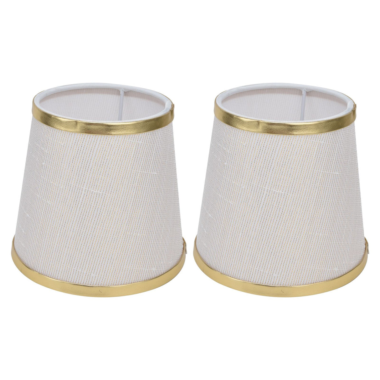 2PCS Fabric Lampshade European Style Lamp Shade for E14 Screw Chandelier Wall Lamp Beige White Gold Edging