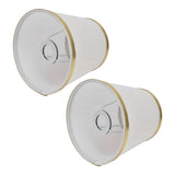 2PCS Fabric Lampshade European Style Lamp Shade for E14 Screw Chandelier Wall Lamp Beige White Gold Edging - Side View