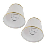 2PCS Fabric Lampshade European Style Lamp Shade for E14 Screw Chandelier Wall Lamp Beige White Gold Edging - Rear View