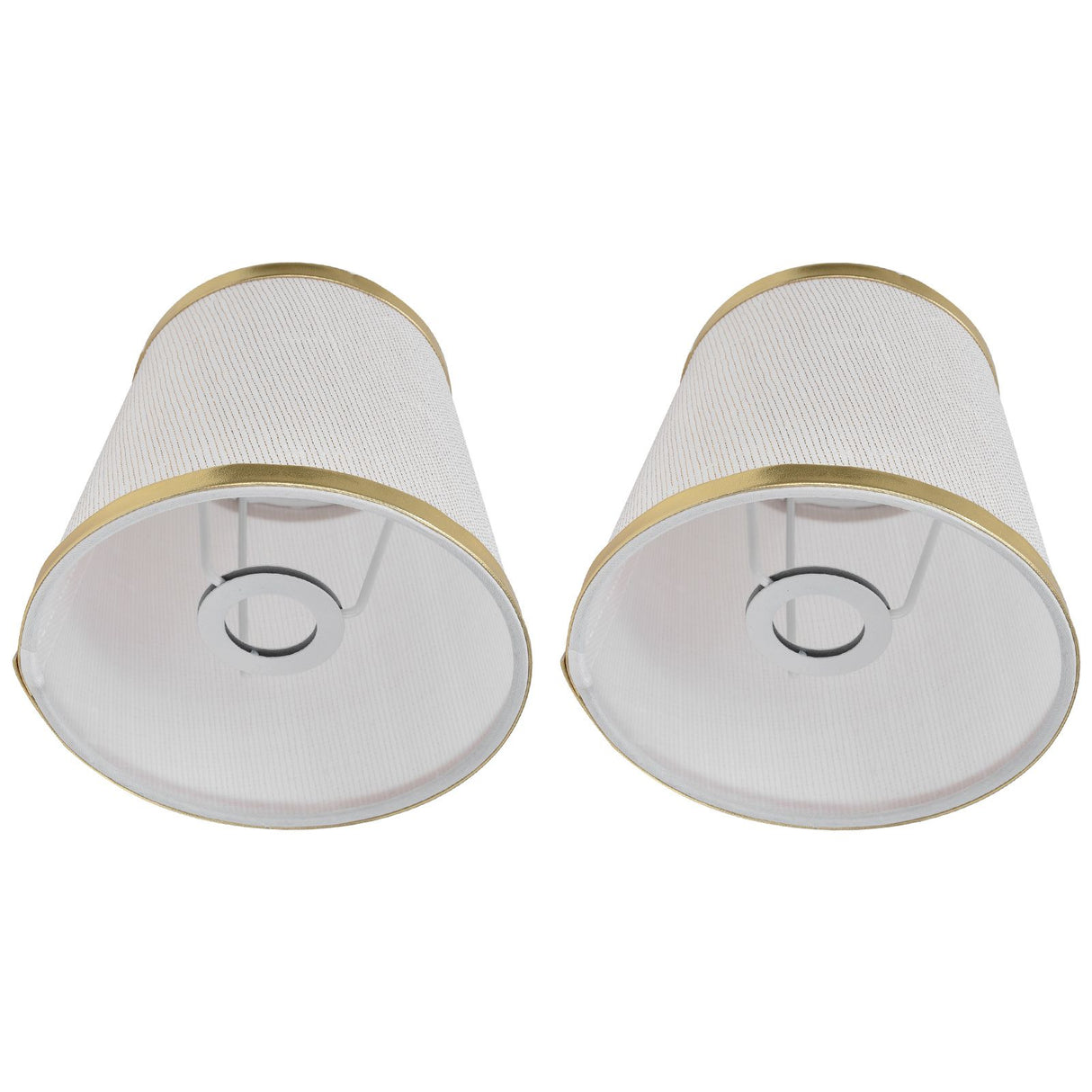 2PCS Fabric Lampshade European Style Lamp Shade for E14 Screw Chandelier Wall Lamp Beige White Gold Edging