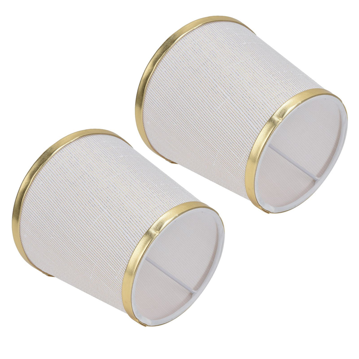 2PCS Fabric Lampshade European Style Lamp Shade for E14 Screw Chandelier Wall Lamp Beige White Gold Edging