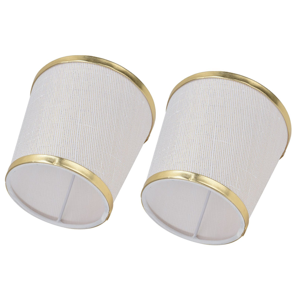 2PCS Fabric Lampshade European Style Lamp Shade for E14 Screw Chandelier Wall Lamp Beige White Gold Edging