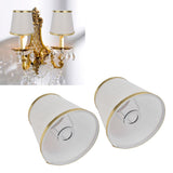 2PCS Fabric Lampshade European Style Lamp Shade for E14 Screw Chandelier Wall Lamp Beige White Gold Edging