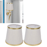 2PCS Fabric Lampshade European Style Lamp Shade for E14 Screw Chandelier Wall Lamp Beige White Gold Edging - Extra Image