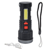 LED Flashlight with COB Sidelight USB Charging Ultra Bright Flashlight Portable Eletric Torch for Outdoor