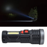 LED Flashlight with COB Sidelight USB Charging Ultra Bright Flashlight Portable Eletric Torch for Outdoor
