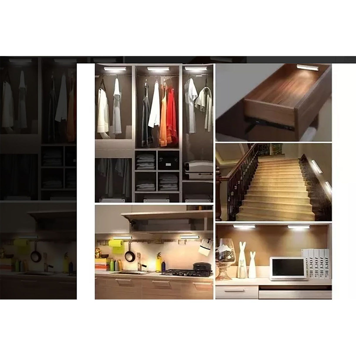 LED Closet Light 10 LEDs USB Rechargeable Motion Sensor Closet Light Wall Light for Home Kitchen Bedroom White Light