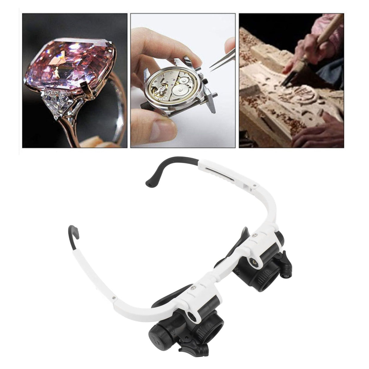 Head Mount Magnifying Glasses 8X 15X 23X Hands Free Bracket Magnifier with 2 LED Lights for Watch Repair