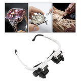 Head Mount Magnifying Glasses 8X 15X 23X Hands Free Bracket Magnifier with 2 LED Lights for Watch Repair