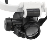 Head Mount Magnifying Glasses 8X 15X 23X Hands Free Bracket Magnifier with 2 LED Lights for Watch Repair