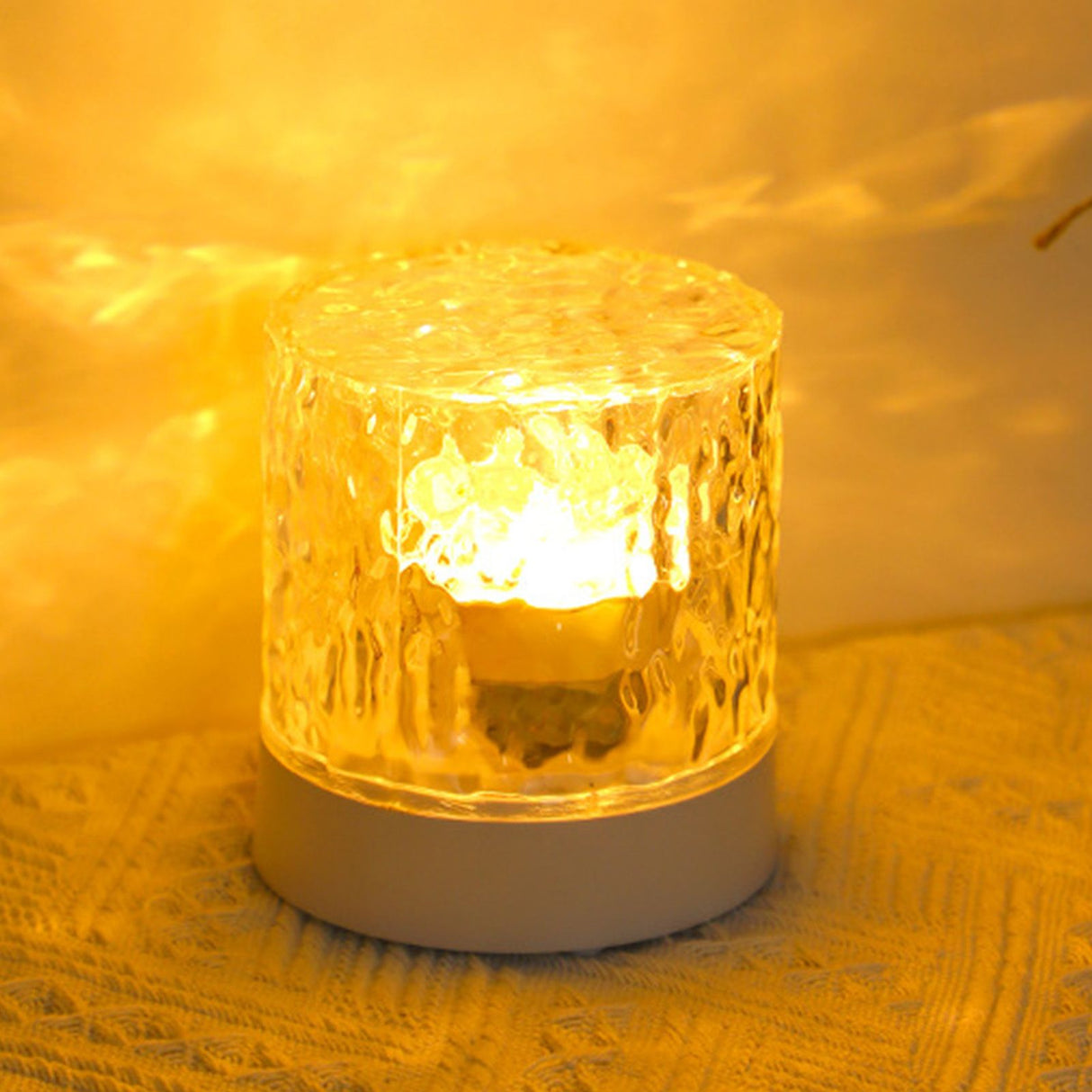 Water Ripple Night Light 360 Degree Dynamic Romantic LED Atmosphere Table Lamp for Living Room Bedroom Homochromy Plugged in and Not Rotating