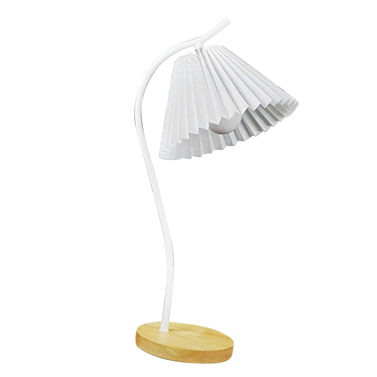 Table Lamp with Cloth Pleated Lampshade Metal Modern Nightstand Bedside Lamp for Bedroom Living Room White