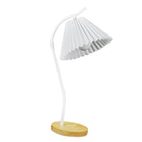 Table Lamp with Cloth Pleated Lampshade Metal Modern Nightstand Bedside Lamp for Bedroom Living Room White