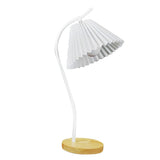Table Lamp with Cloth Pleated Lampshade Metal Modern Nightstand Bedside Lamp for Bedroom Living Room White - Side View