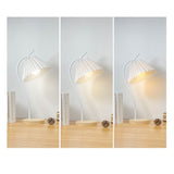 Table Lamp with Cloth Pleated Lampshade Metal Modern Nightstand Bedside Lamp for Bedroom Living Room White