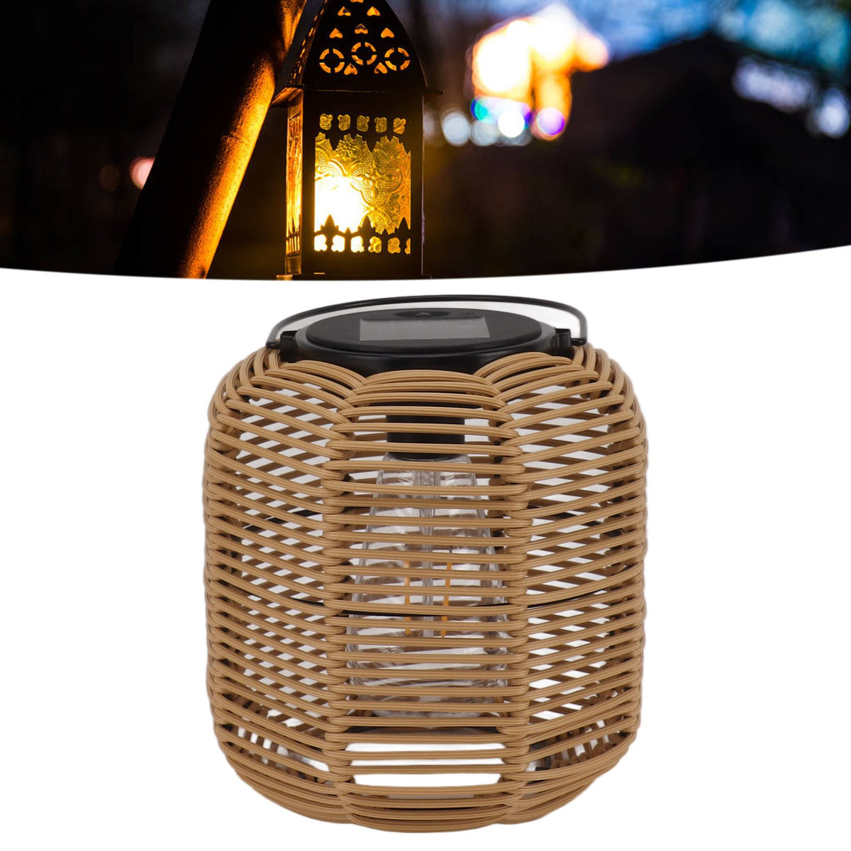 Solar Lantern Outdoor Hanging Solar Lights Waterproof Decorative Rattan Lantern for Table Patio Garden Yard Porch Tungsten