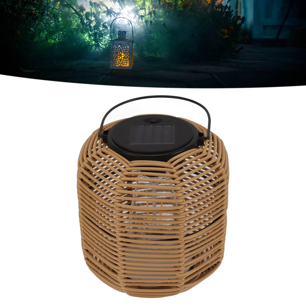 Solar Lantern Outdoor Hanging Solar Lights Waterproof Decorative Rattan Lantern for Table Patio Garden Yard Porch Tungsten