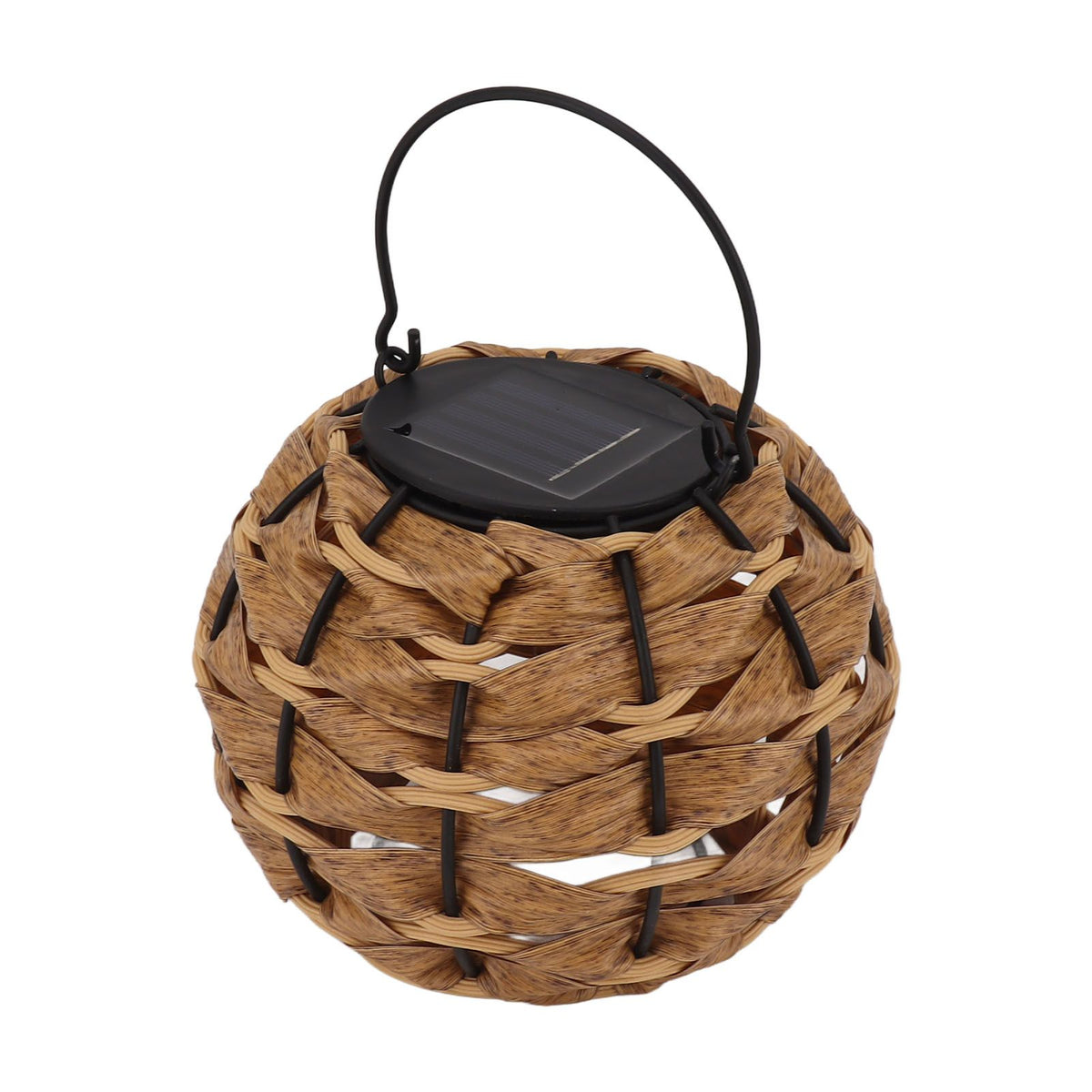 Outdoor Solar Lantern LED Waterproof Hollowed Rattan Ball Solar Hanging Light with Handle for Christmas Decorations Garden Yard Porch Lawn