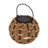 Outdoor Solar Lantern LED Waterproof Hollowed Rattan Ball Solar Hanging Light with Handle for Christmas Decorations Garden Yard Porch Lawn