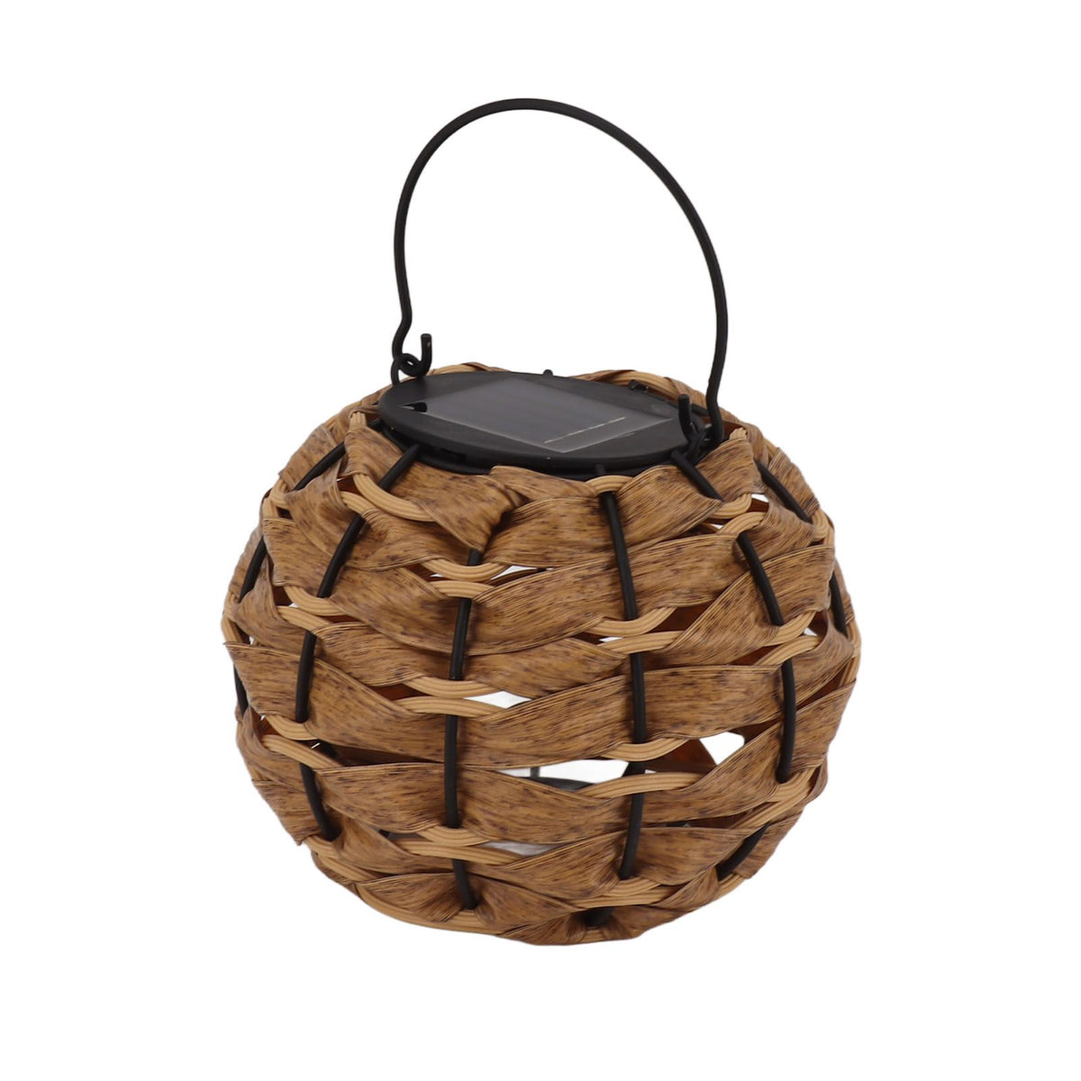 Outdoor Solar Lantern LED Waterproof Hollowed Rattan Ball Solar Hanging Light with Handle for Christmas Decorations Garden Yard Porch Lawn