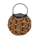 Outdoor Solar Lantern LED Waterproof Hollowed Rattan Ball Solar Hanging Light with Handle for Christmas Decorations Garden Yard Porch Lawn