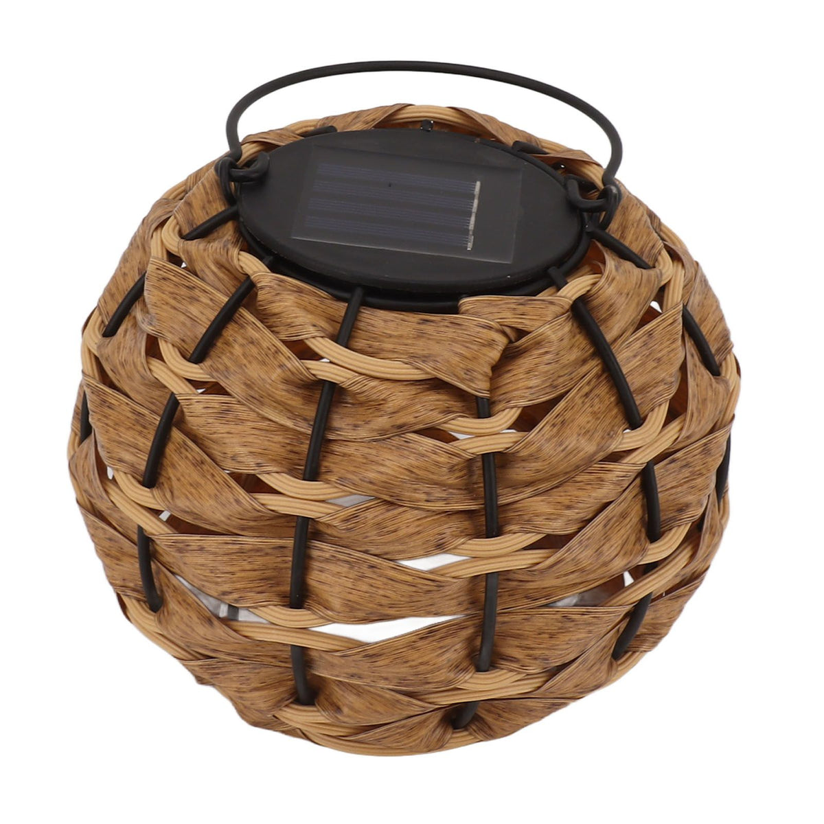 Outdoor Solar Lantern LED Waterproof Hollowed Rattan Ball Solar Hanging Light with Handle for Christmas Decorations Garden Yard Porch Lawn