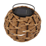 Outdoor Solar Lantern LED Waterproof Hollowed Rattan Ball Solar Hanging Light with Handle for Christmas Decorations Garden Yard Porch Lawn