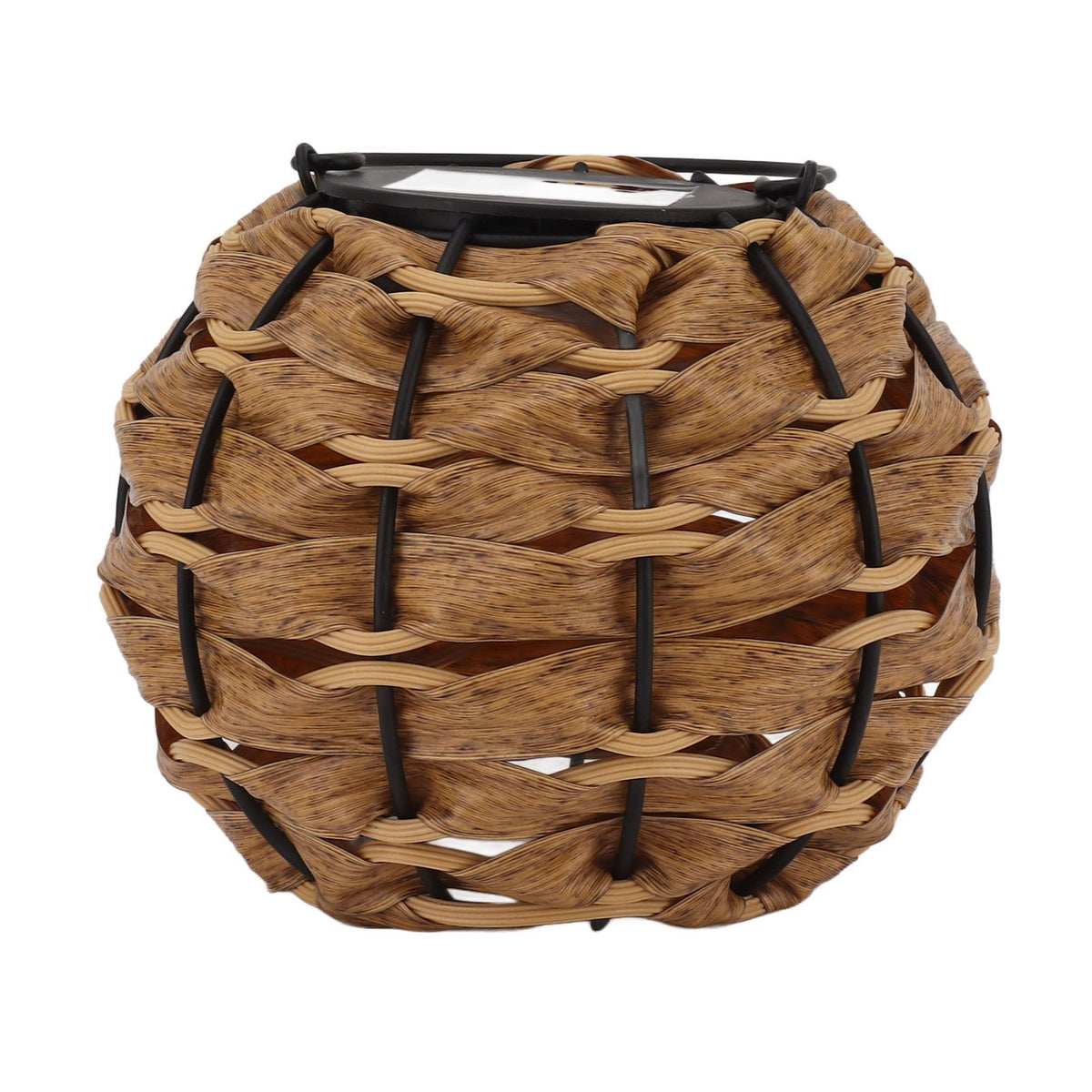 Outdoor Solar Lantern LED Waterproof Hollowed Rattan Ball Solar Hanging Light with Handle for Christmas Decorations Garden Yard Porch Lawn