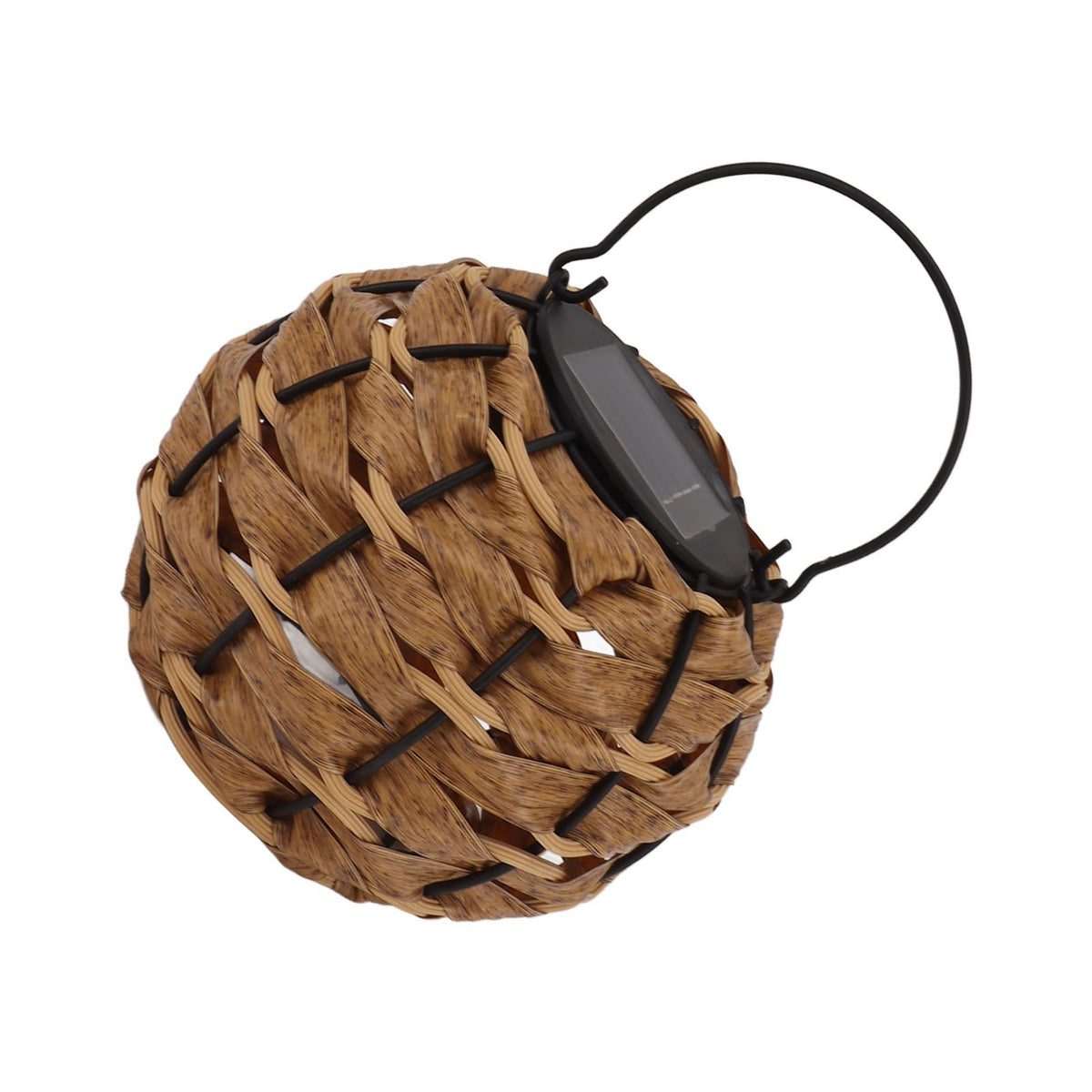 Outdoor Solar Lantern LED Waterproof Hollowed Rattan Ball Solar Hanging Light with Handle for Christmas Decorations Garden Yard Porch Lawn