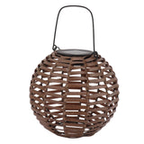 Rattan Solar Lantern Outdoor LED Hanging Lantern Waterproof Landscape Decorative Lamp for Garden Lawn Patio - Top-Down View