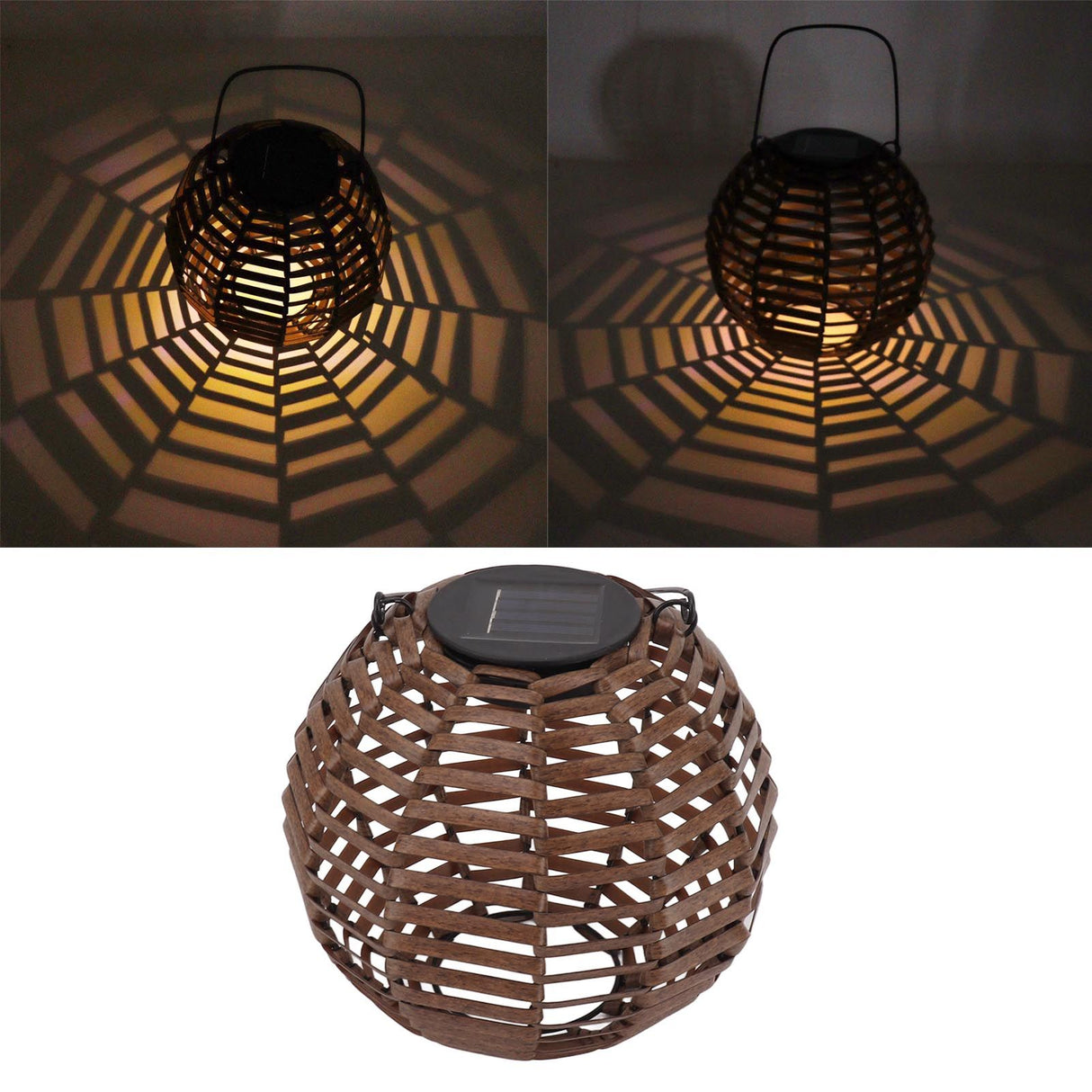 Rattan Solar Lantern Outdoor LED Hanging Lantern Waterproof Landscape Decorative Lamp for Garden Lawn Patio