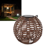 Rattan Solar Lantern Outdoor LED Hanging Lantern Waterproof Landscape Decorative Lamp for Garden Lawn Patio