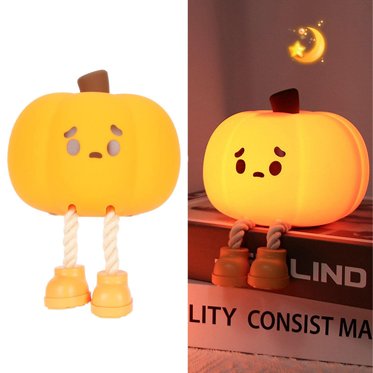 Pumpkin Night Light Innovative Cute Eye Protection Rechargeable Decorative Silicone Night Light for Children Bedroom Indoor