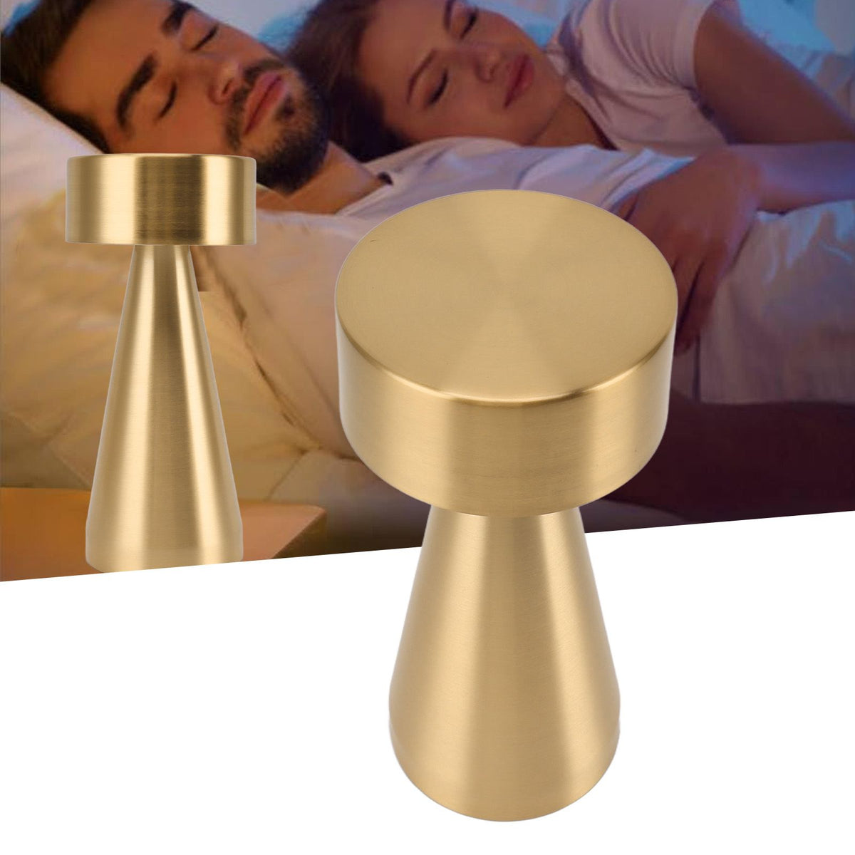 LED Portable Metal Table Lamp with Touch Sensor 3 Color Stepless Dimming Nightstand Desk Lamp Rechargeable Night Light Gold