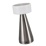 Portable LED Table Lamp 3 Color Temperatures Stepless Dimming 1800mAh Rechargeable Battery Nightstand Lamp Bedside Lamp Silver - Side View