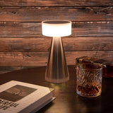 Portable LED Table Lamp 3 Color Temperatures Stepless Dimming 1800mAh Rechargeable Battery Nightstand Lamp Bedside Lamp Silver