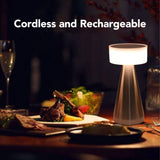 Portable LED Table Lamp 3 Color Temperatures Stepless Dimming 1800mAh Rechargeable Battery Nightstand Lamp Bedside Lamp Silver - Extra Image