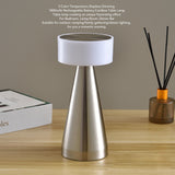 Portable LED Table Lamp 3 Color Temperatures Stepless Dimming 1800mAh Rechargeable Battery Nightstand Lamp Bedside Lamp Silver