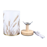 Small Table Lamp for Bedroom Dimmable LED Bedside Lamps Solid Wood USB Night Stand Lamp with Wheat Spike Lampshade Eye Caring
