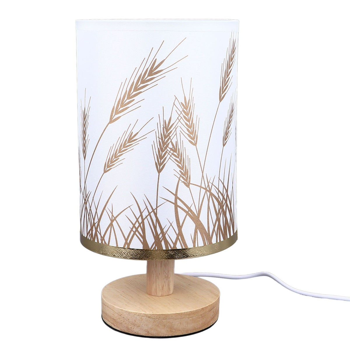 Small Table Lamp for Bedroom Dimmable LED Bedside Lamps Solid Wood USB Night Stand Lamp with Wheat Spike Lampshade Eye Caring