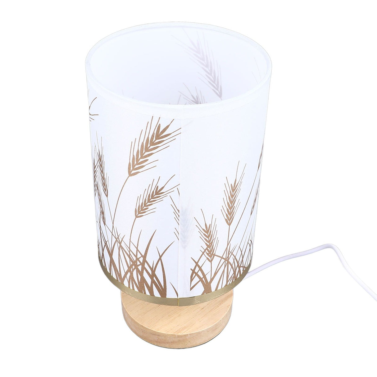Small Table Lamp for Bedroom Dimmable LED Bedside Lamps Solid Wood USB Night Stand Lamp with Wheat Spike Lampshade Eye Caring