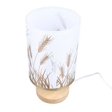 Small Table Lamp for Bedroom Dimmable LED Bedside Lamps Solid Wood USB Night Stand Lamp with Wheat Spike Lampshade Eye Caring