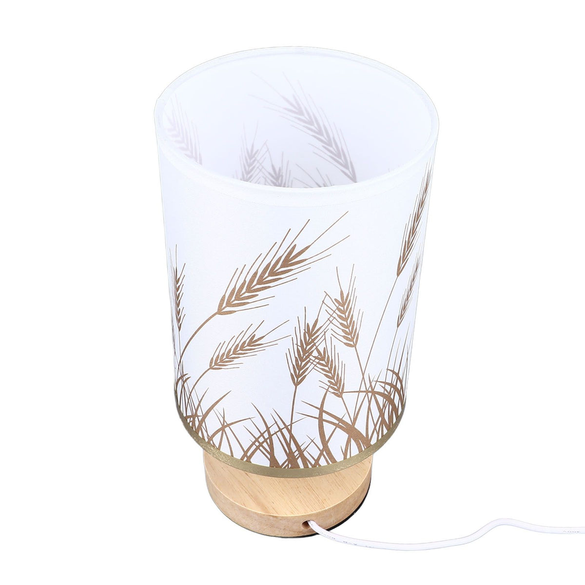 Small Table Lamp for Bedroom Dimmable LED Bedside Lamps Solid Wood USB Night Stand Lamp with Wheat Spike Lampshade Eye Caring