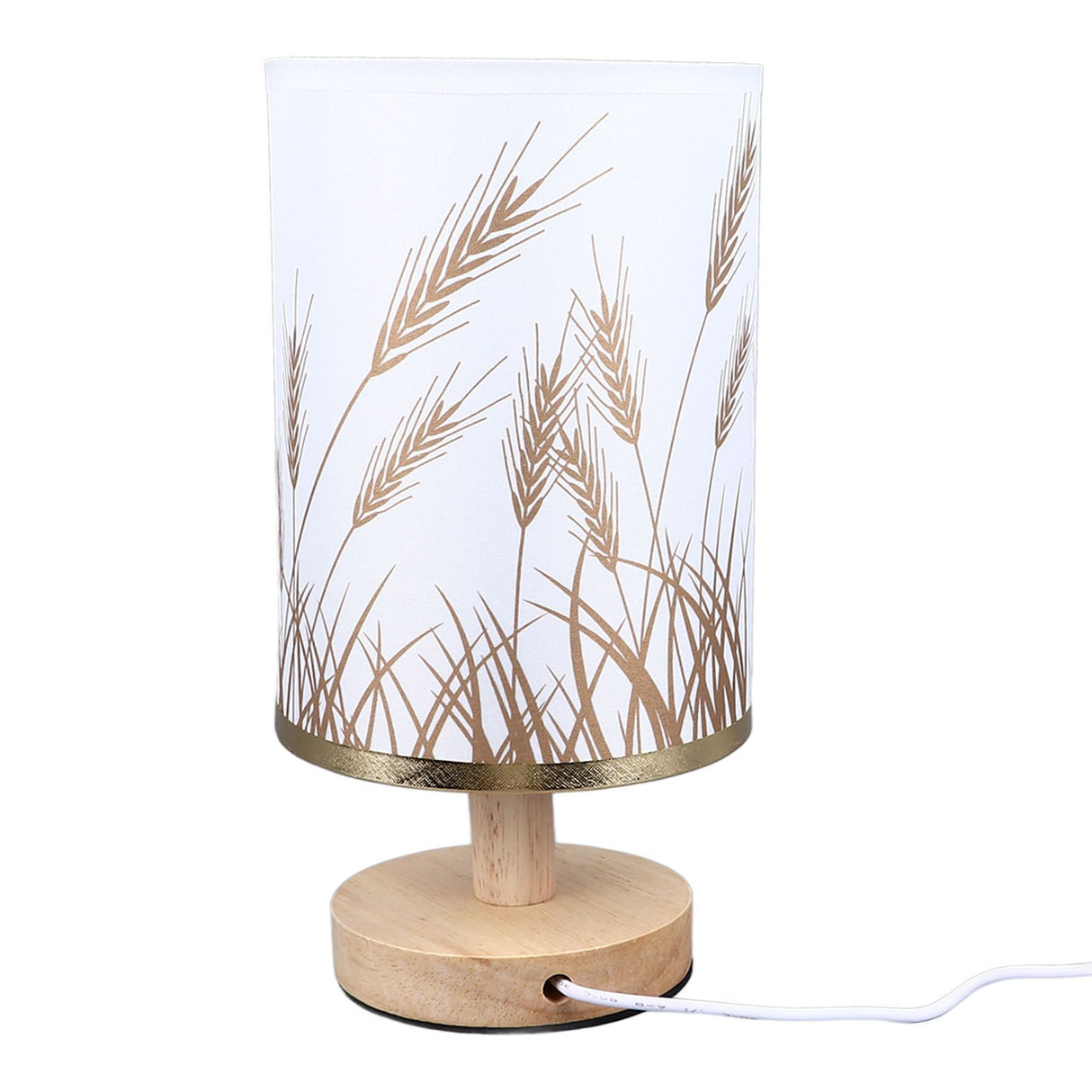 Small Table Lamp for Bedroom Dimmable LED Bedside Lamps Solid Wood USB Night Stand Lamp with Wheat Spike Lampshade Eye Caring