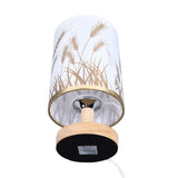 Small Table Lamp for Bedroom Dimmable LED Bedside Lamps Solid Wood USB Night Stand Lamp with Wheat Spike Lampshade Eye Caring