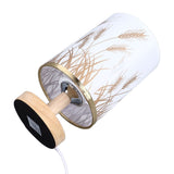 Small Table Lamp for Bedroom Dimmable LED Bedside Lamps Solid Wood USB Night Stand Lamp with Wheat Spike Lampshade Eye Caring - Close-Up Angle