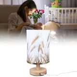 Small Table Lamp for Bedroom Dimmable LED Bedside Lamps Solid Wood USB Night Stand Lamp with Wheat Spike Lampshade Eye Caring