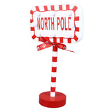 Christmas Stop Here Decor Metal Solid Wood LED Delicate Santa Stop Here Tree Topper for Christmas Party Rectangle 15.8x8x28.5cm