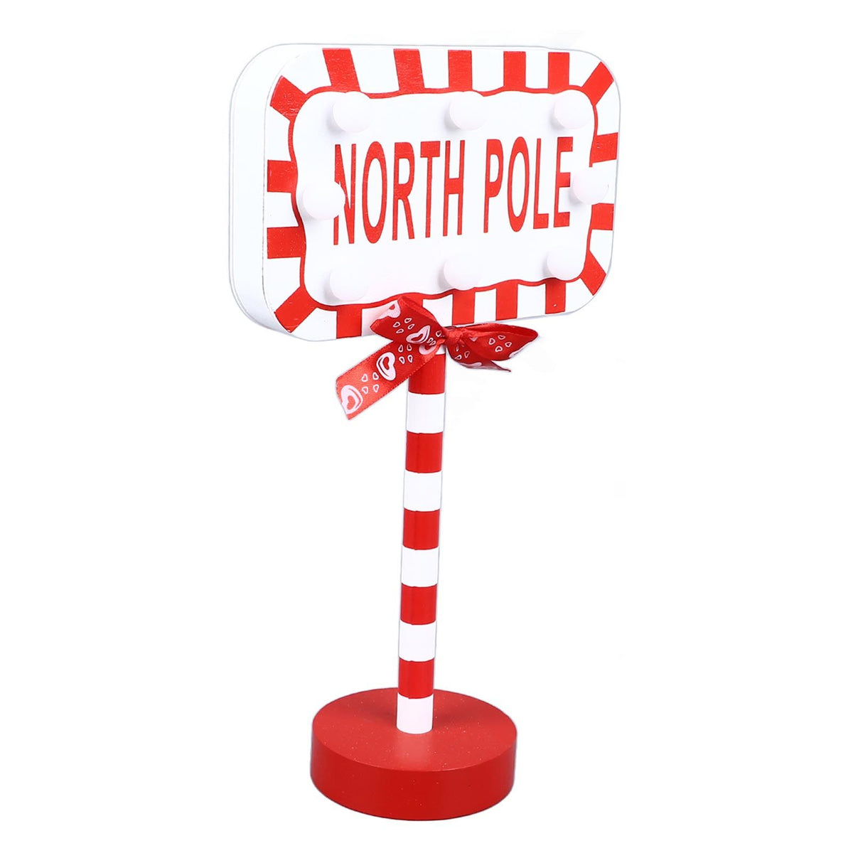 Christmas Stop Here Decor Metal Solid Wood LED Delicate Santa Stop Here Tree Topper for Christmas Party Rectangle 15.8x8x28.5cm